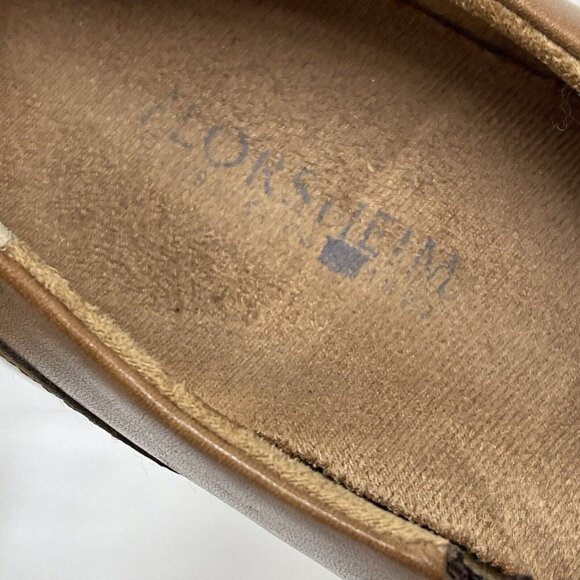 Florsheim Mens Size 10D Brown Leather Plain Toe Slip On Loafers Shoes